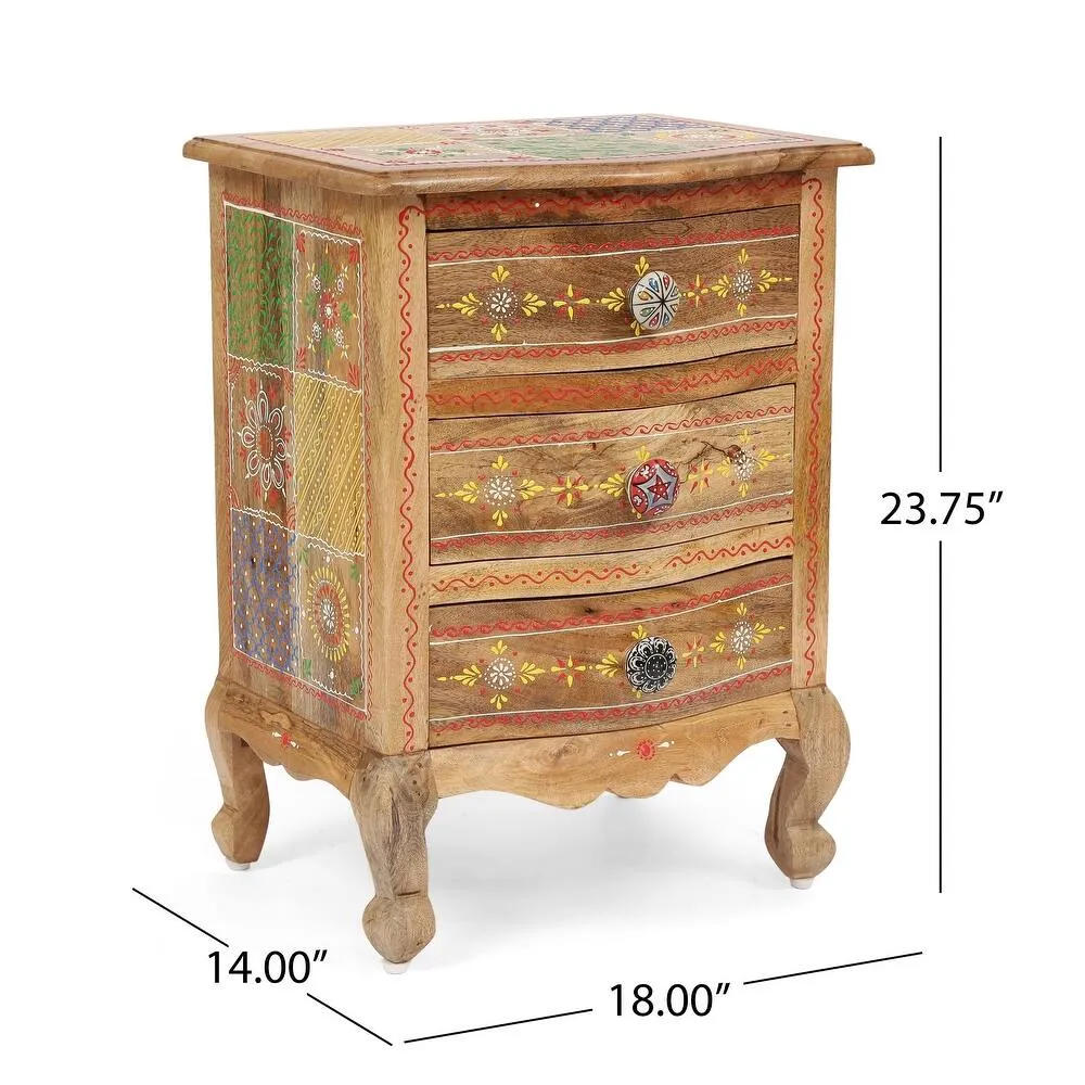 Zavior Ailey Handcrafted 3 Drawer Nightstand