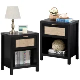 Zavior Farmhouse Rattan Nightstand Set of 2 thumbnail 7