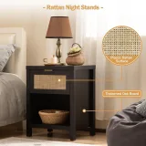 Zavior Farmhouse Rattan Nightstand Set of 2 thumbnail 5