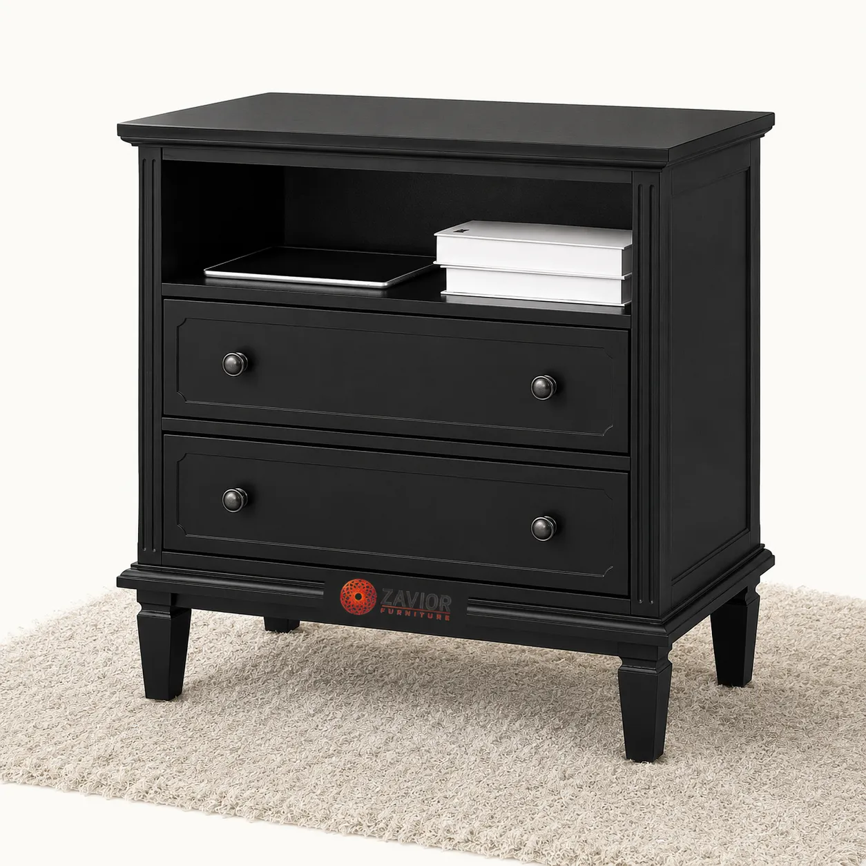 Zavior Kamilo Traditional Wide Nightstand Table