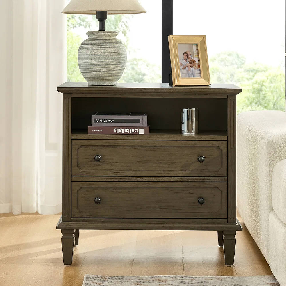 Zavior Kamilo Traditional Wide Nightstand Table