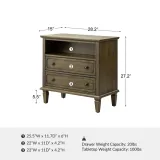Zavior Kamilo Traditional Wide Nightstand Table thumbnail 8