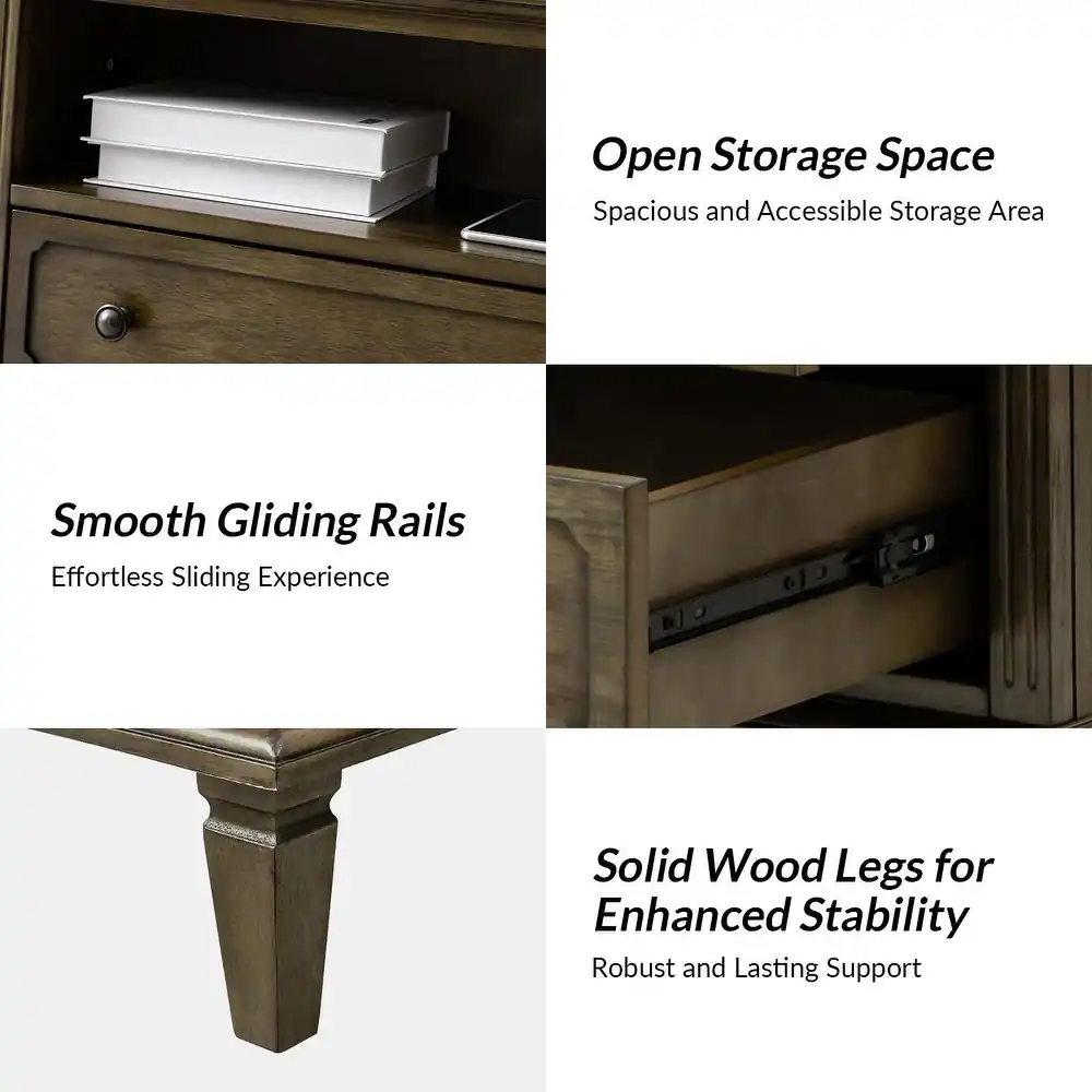 Zavior Kamilo Traditional Wide Nightstand Table