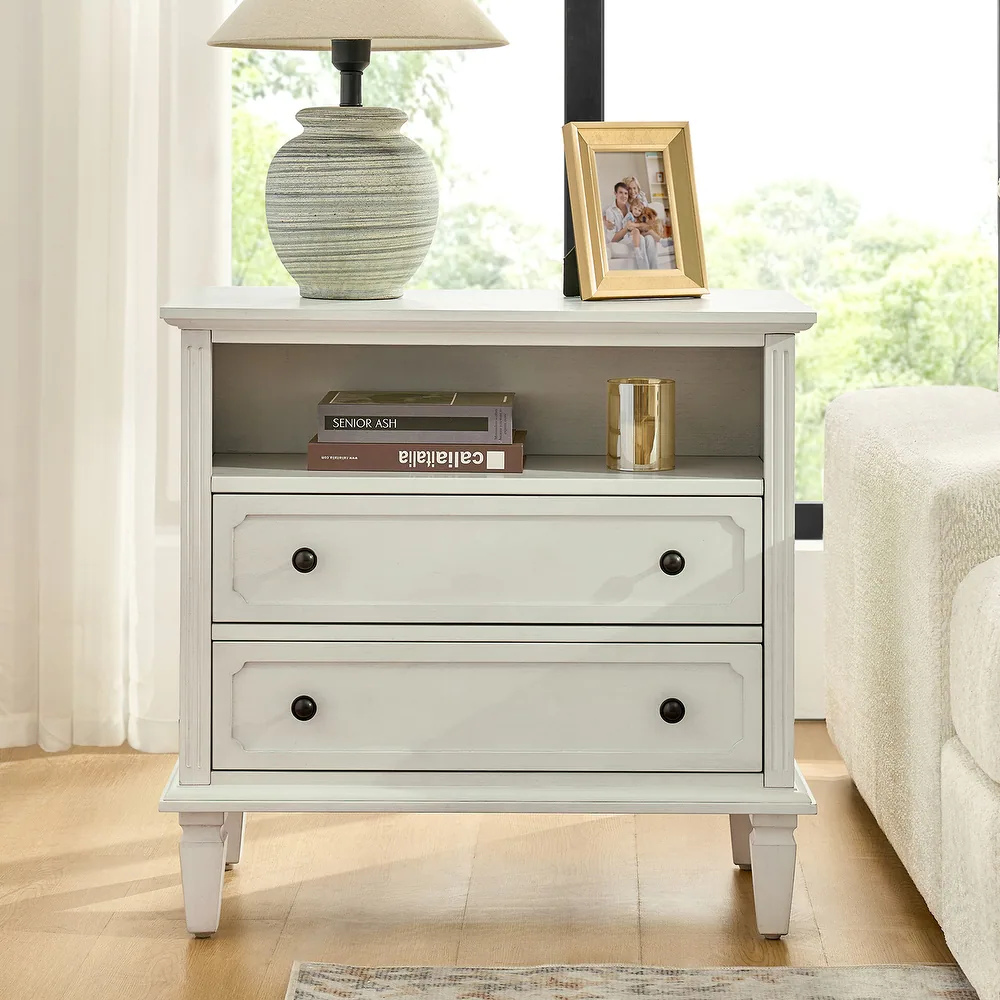 Zavior Kamilo Traditional Wide Nightstand Table
