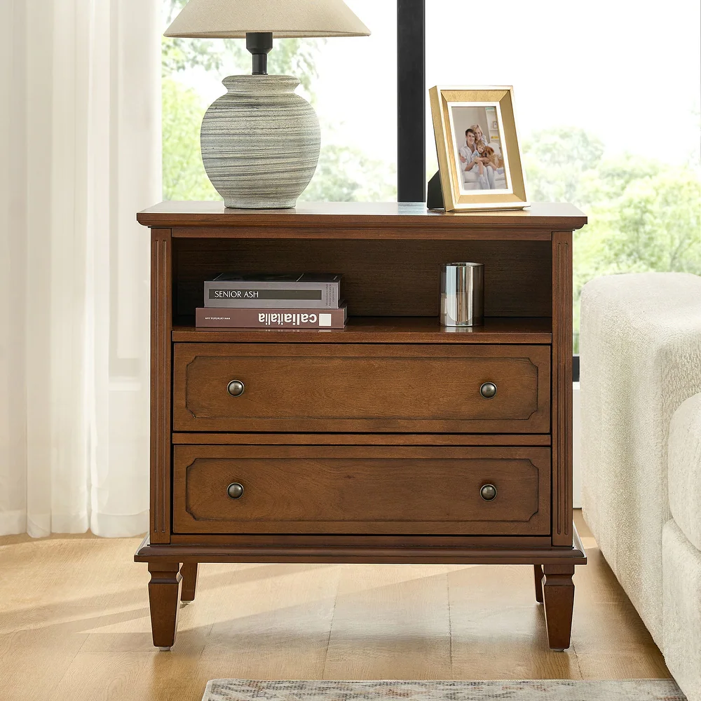 Zavior Kamilo Traditional Wide Nightstand Table