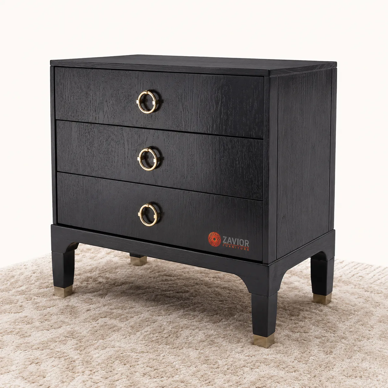 Zavior Lorna Navy 3-Drawer Night Stand