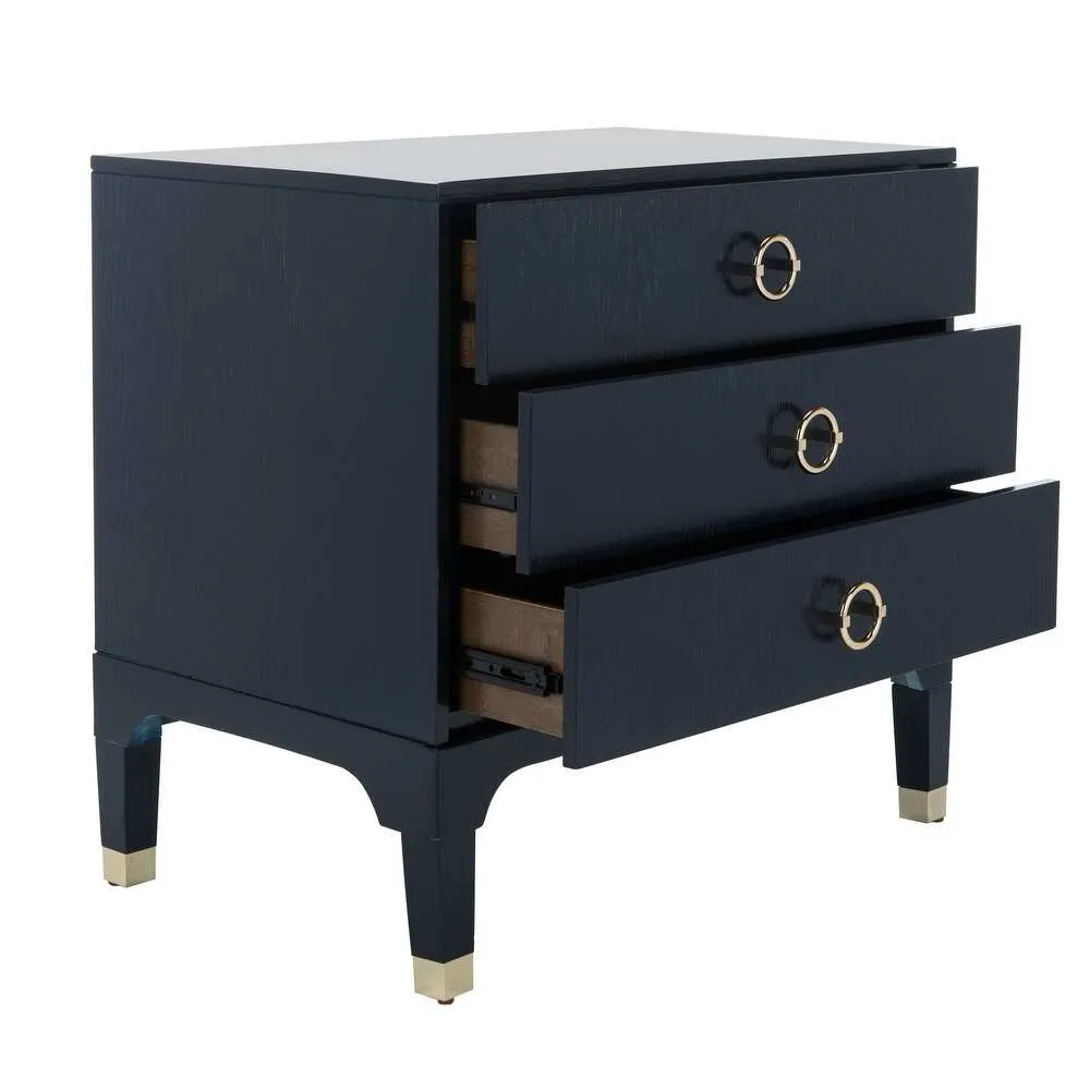 Zavior Lorna Navy 3-Drawer Night Stand