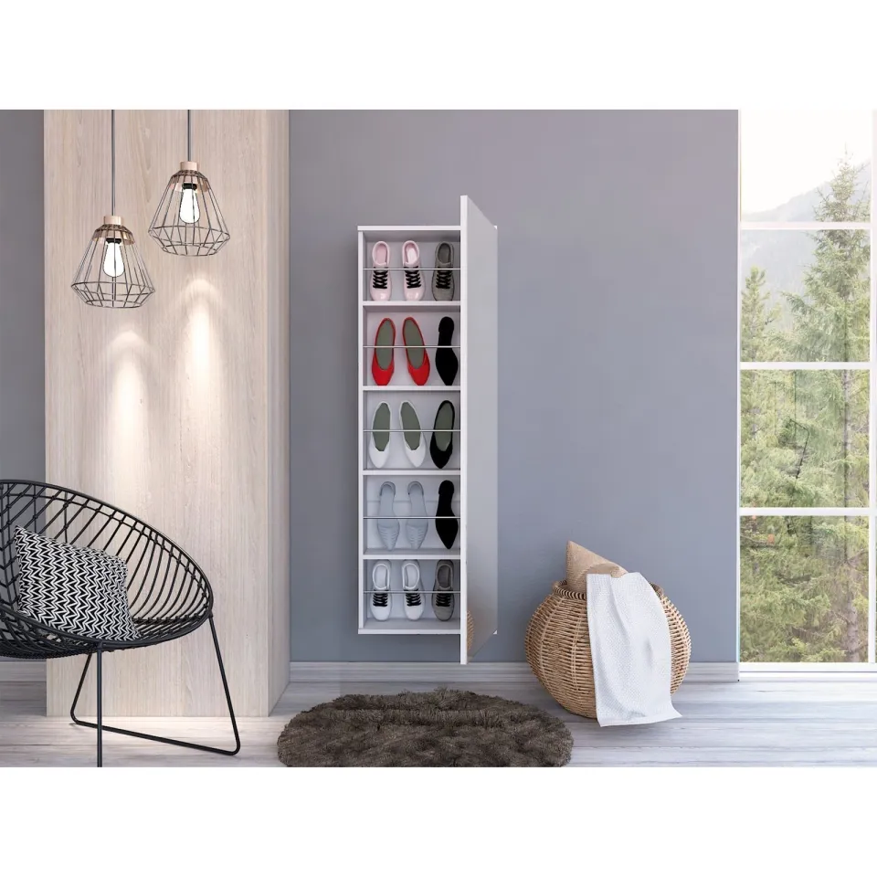 Wall Mounted Shoe Rack with Mirror - product image 1