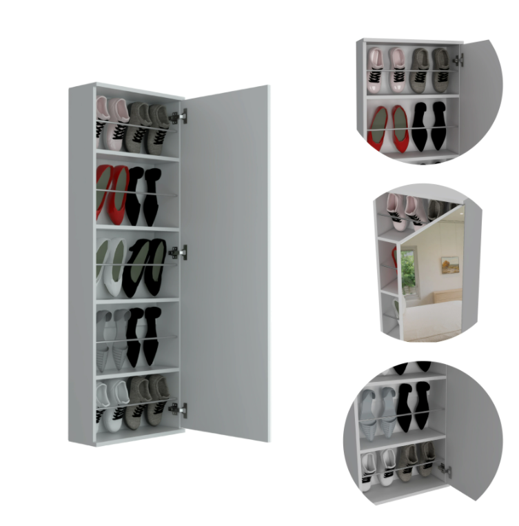 Wall Mounted Shoe Rack with Mirror - product image 3