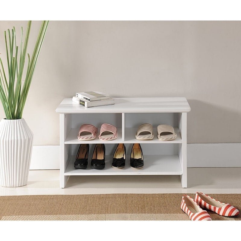 White Ivory Wood Shoe Bench - product image 1
