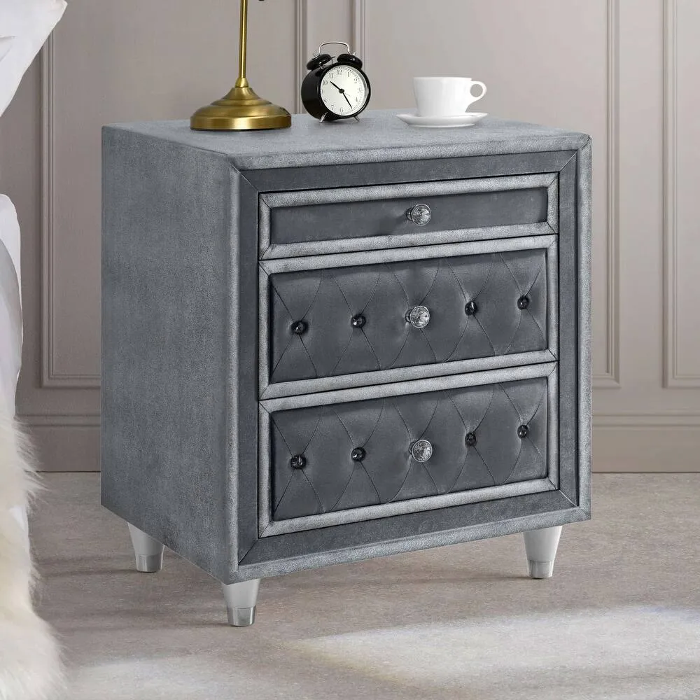 Zavior Antonella 3-Drawer Upholstered Nightstand