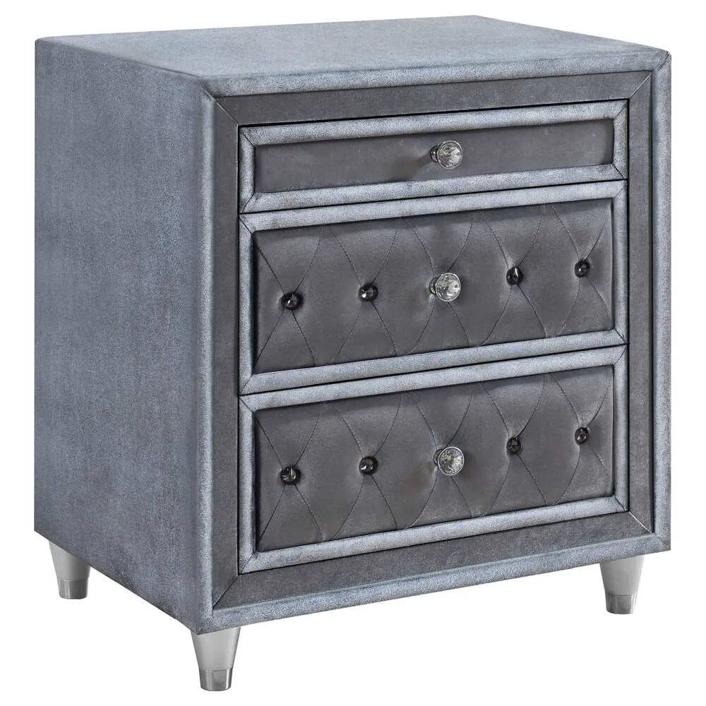 Zavior Antonella 3-Drawer Upholstered Nightstand