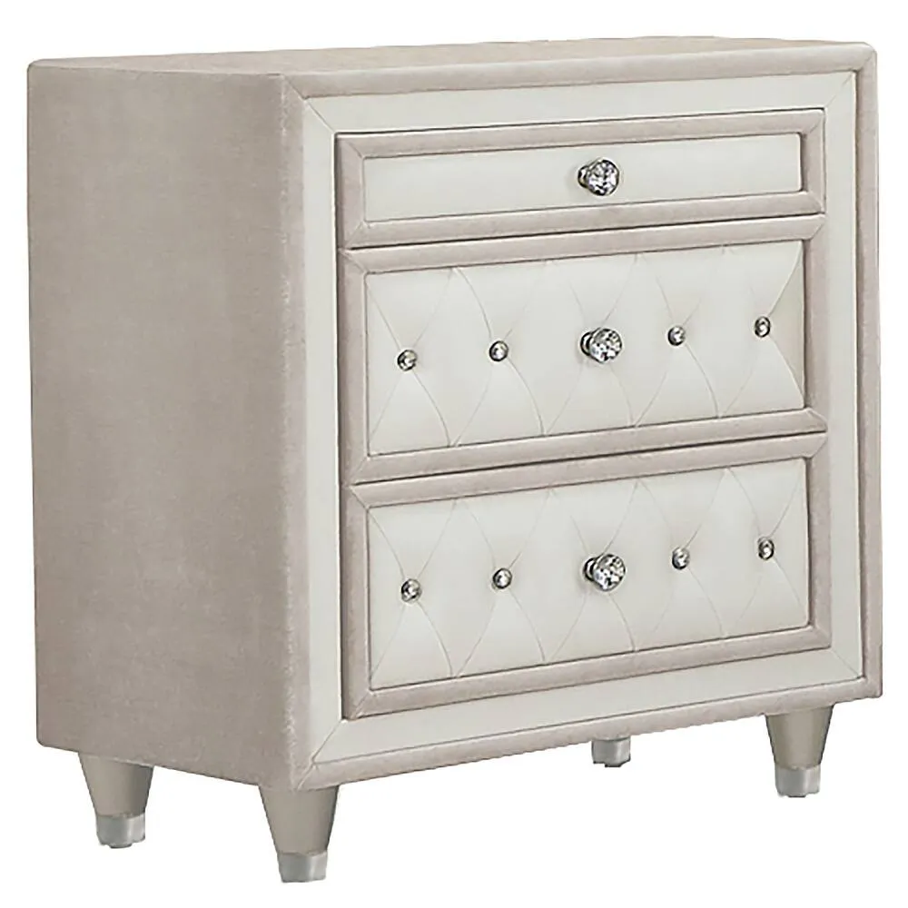 Zavior Antonella 3-Drawer Upholstered Nightstand