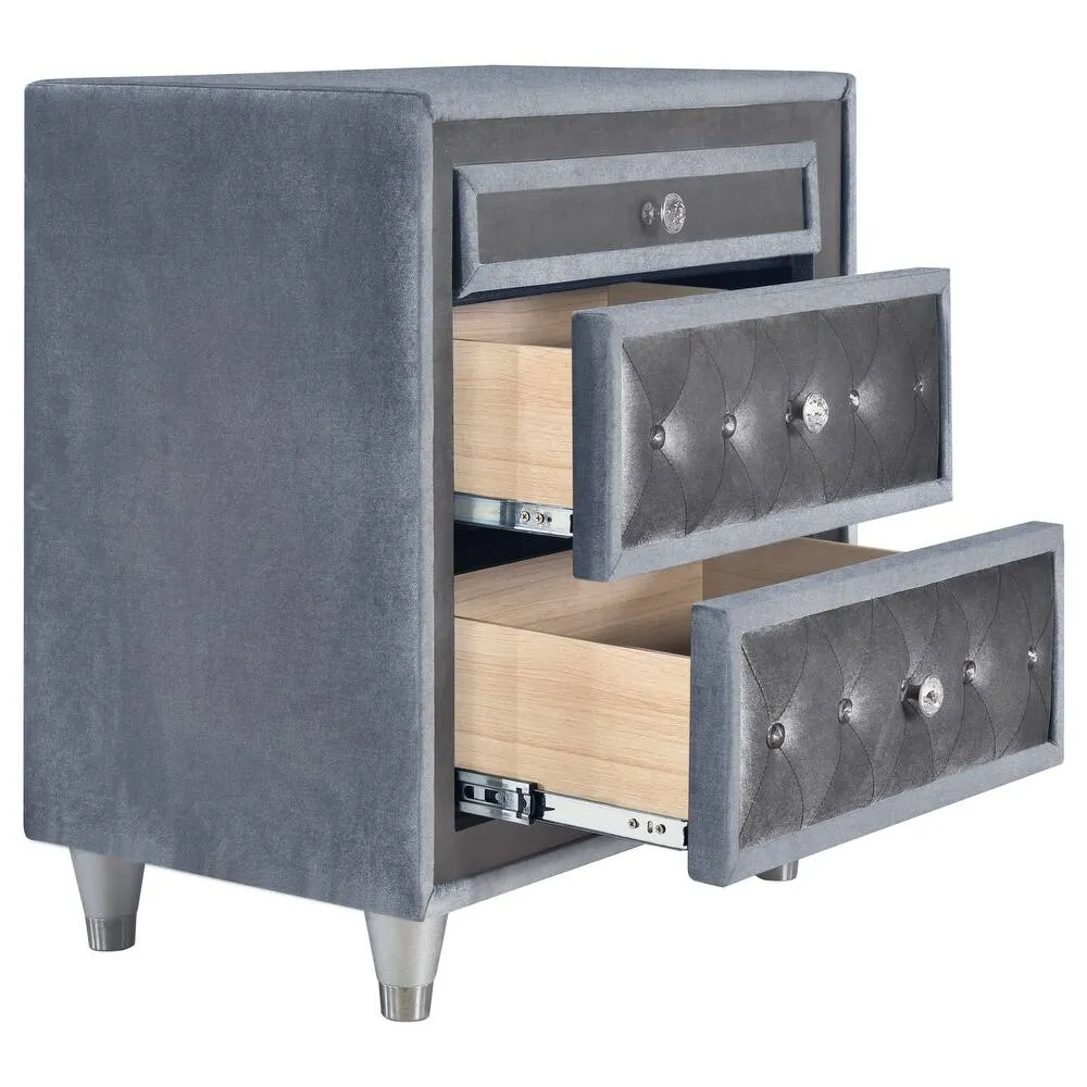 Zavior Antonella 3-Drawer Upholstered Nightstand