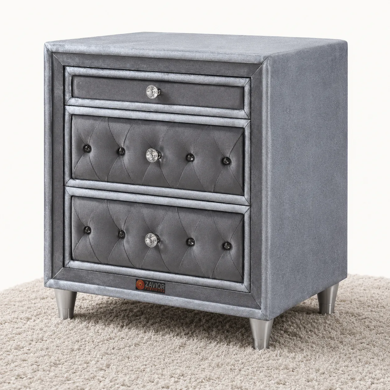 Zavior Antonella 3-Drawer Upholstered Nightstand