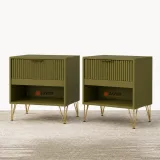 Zavior Dumbo Mid Century 1 Drawer Nightstand Set of 2 thumbnail 1