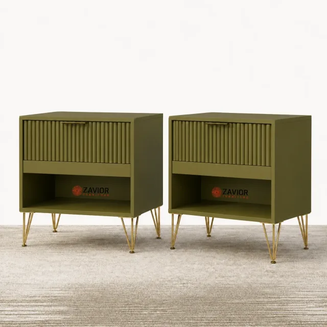 Zavior Dumbo Mid Century 1 Drawer Nightstand Set of 2