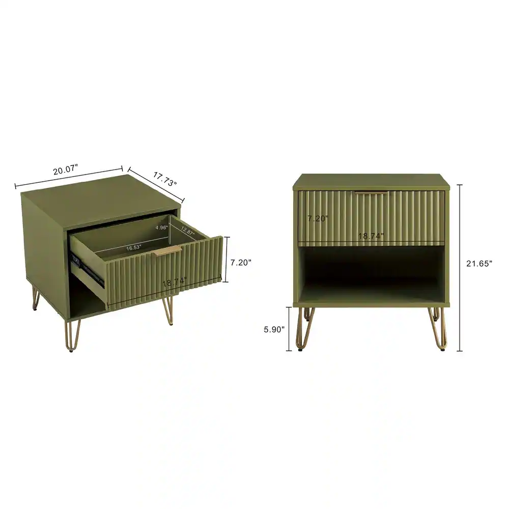 Zavior Dumbo Mid Century 1 Drawer Nightstand Set of 2
