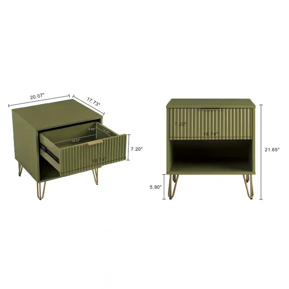 Zavior Dumbo Mid Century 1 Drawer Nightstand Set of 2 - product image 12