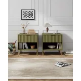 Zavior Dumbo Mid Century 1 Drawer Nightstand Set of 2 thumbnail 6