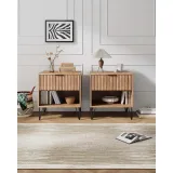 Zavior Dumbo Mid Century 1 Drawer Nightstand Set of 2 thumbnail 3
