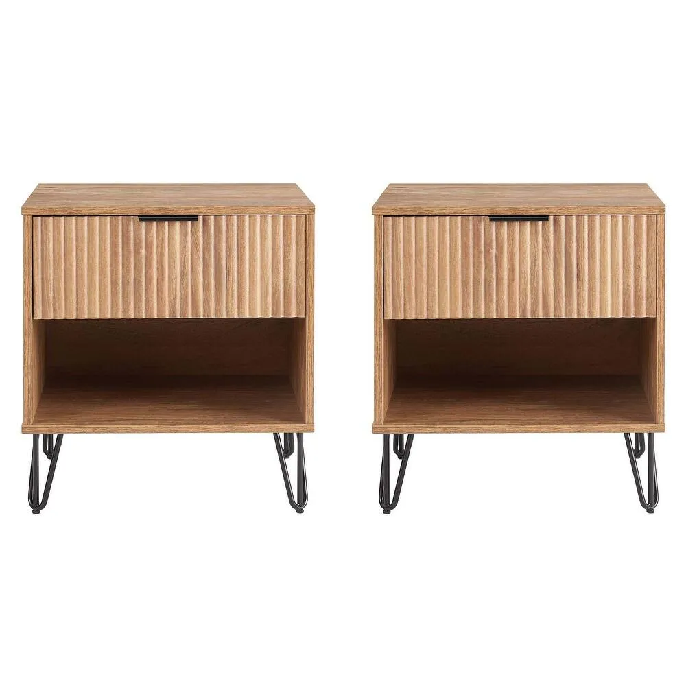 Zavior Dumbo Mid Century 1 Drawer Nightstand Set of 2