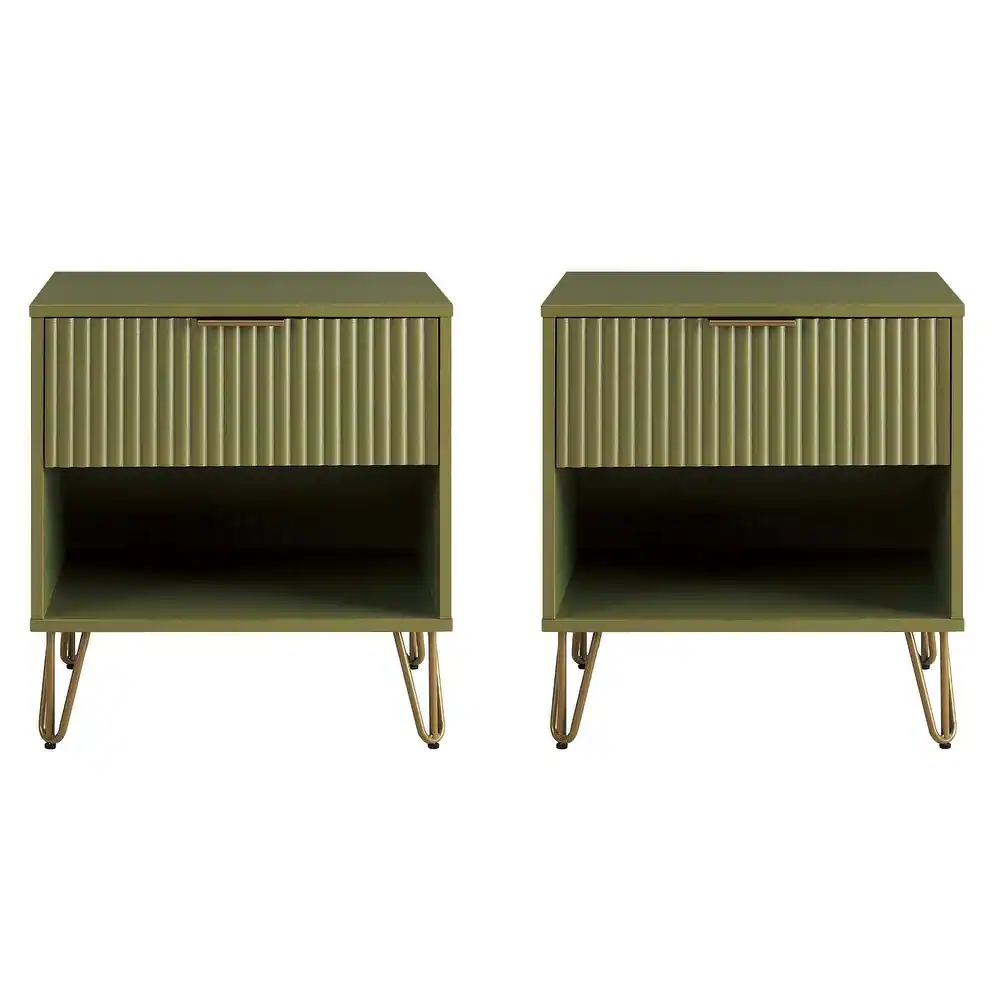 Zavior Dumbo Mid Century 1 Drawer Nightstand Set of 2