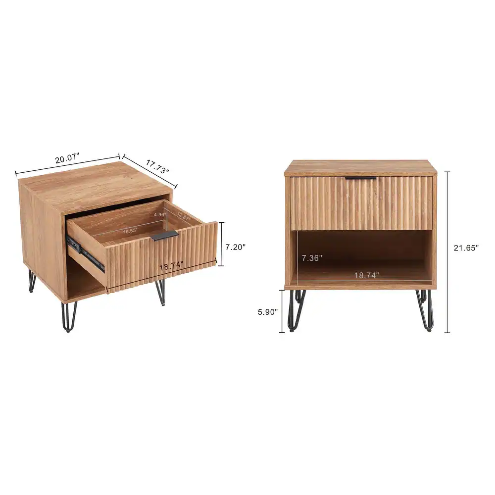 Zavior Dumbo Mid Century 1 Drawer Nightstand Set of 2