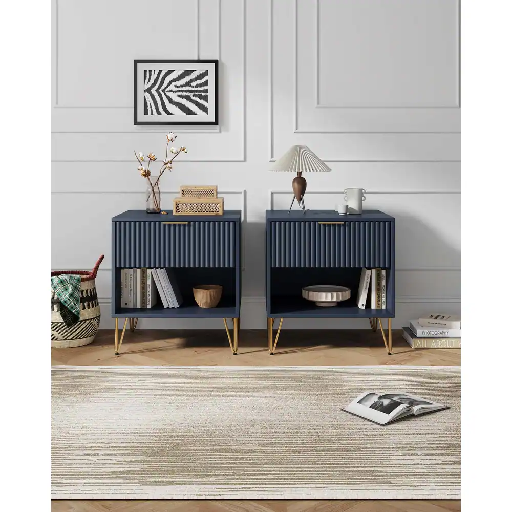 Zavior Dumbo Mid Century 1 Drawer Nightstand Set of 2