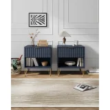 Zavior Dumbo Mid Century 1 Drawer Nightstand Set of 2 thumbnail 4