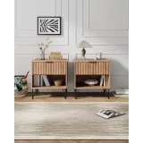 Zavior Dumbo Mid Century 1 Drawer Nightstand Set of 2 thumbnail 1