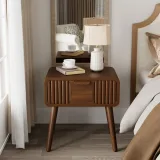 Zavior Cosiest Modern Brown Nightstand with Drawer thumbnail 3