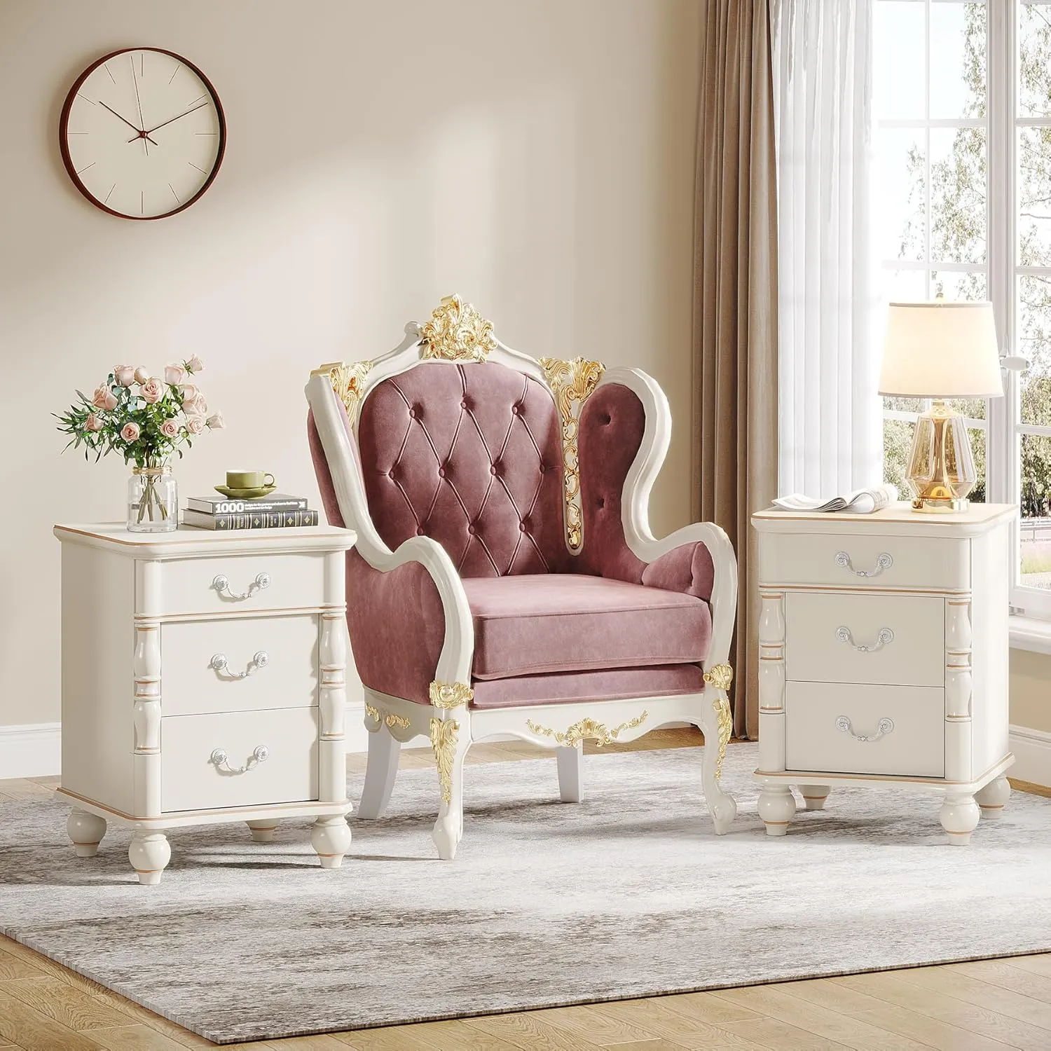 Zavior Modern 3-Drawer Nightstand with Solid Wood Legs