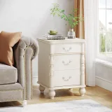 Zavior Modern 3-Drawer Nightstand with Solid Wood Legs thumbnail 5
