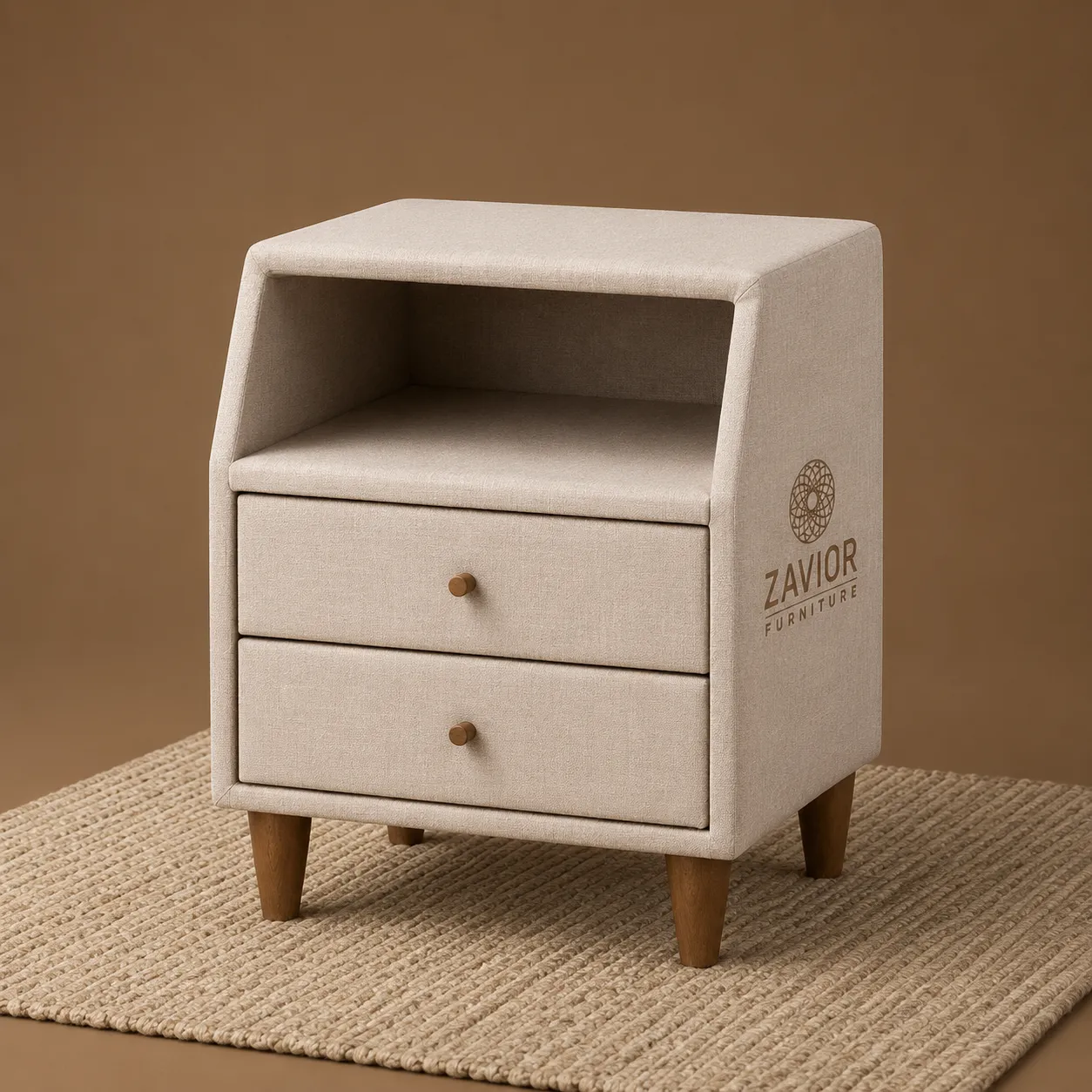 Zavior Claverie Mid-Century Fabric Upholstered Nightstand