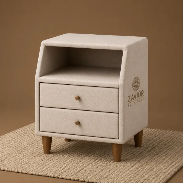 Zavior Claverie Mid-Century Fabric Upholstered Nightstand