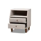 Zavior Claverie Mid-Century Fabric Upholstered Nightstand thumbnail 5