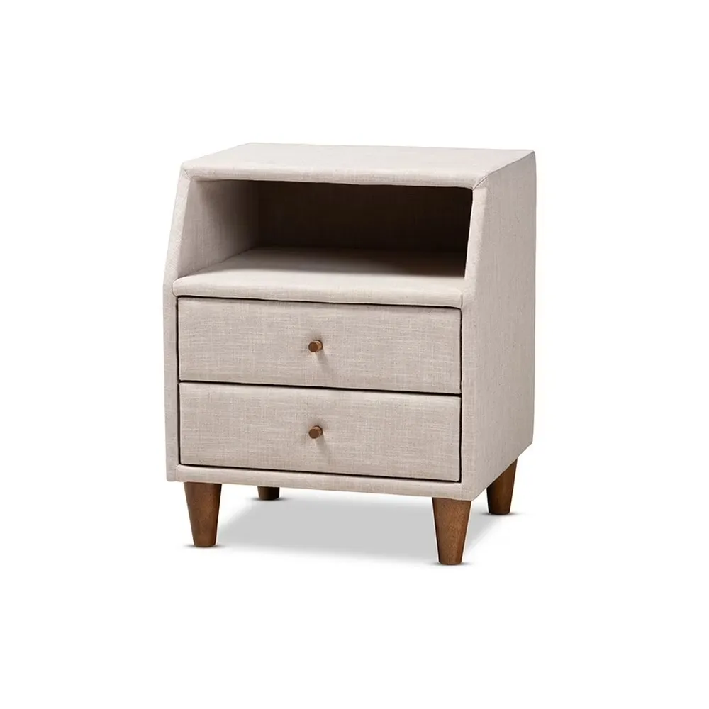 Zavior Claverie Mid-Century Fabric Upholstered Nightstand