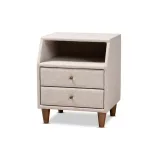 Zavior Claverie Mid-Century Fabric Upholstered Nightstand thumbnail 6