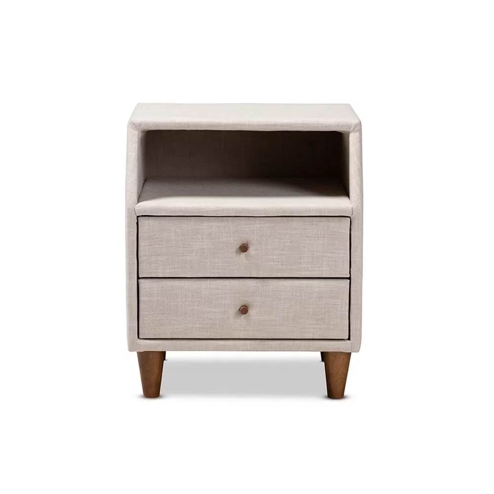 Zavior Claverie Mid-Century Fabric Upholstered Nightstand