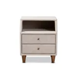 Zavior Claverie Mid-Century Fabric Upholstered Nightstand thumbnail 7