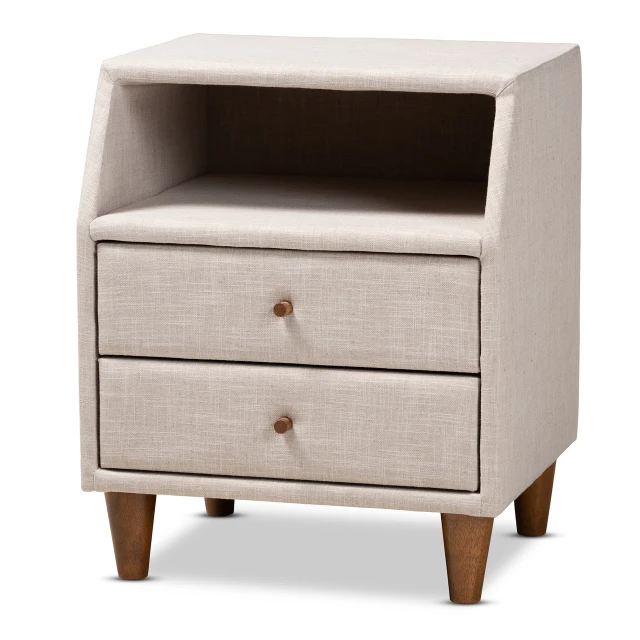 Zavior Claverie Mid-Century Fabric Upholstered Nightstand