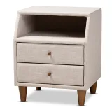 Zavior Claverie Mid-Century Fabric Upholstered Nightstand thumbnail 3