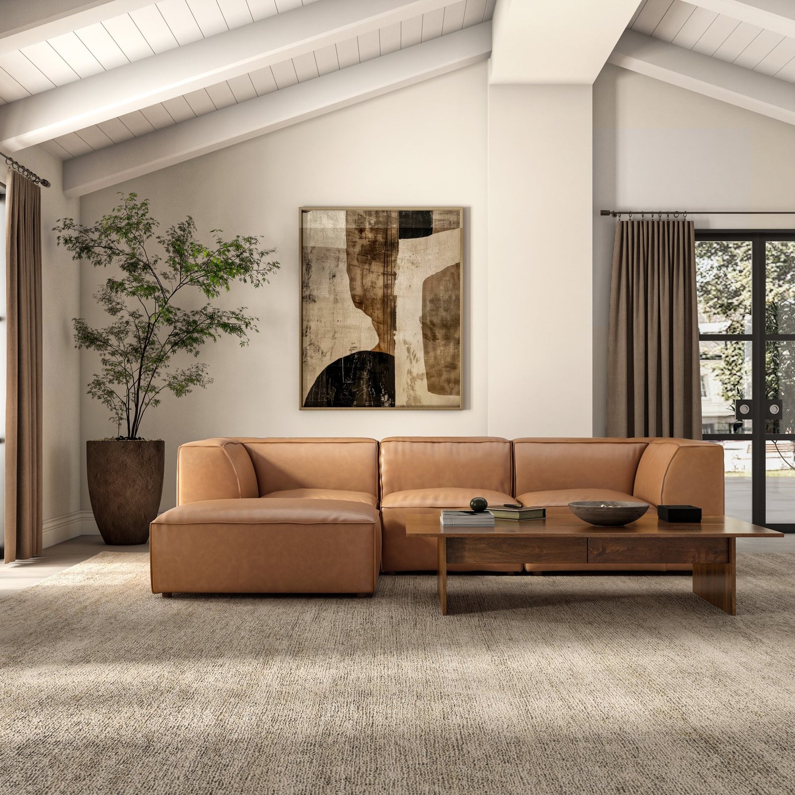 Sierra Modular Faux Leather Sectional Sofa thumbnail 5