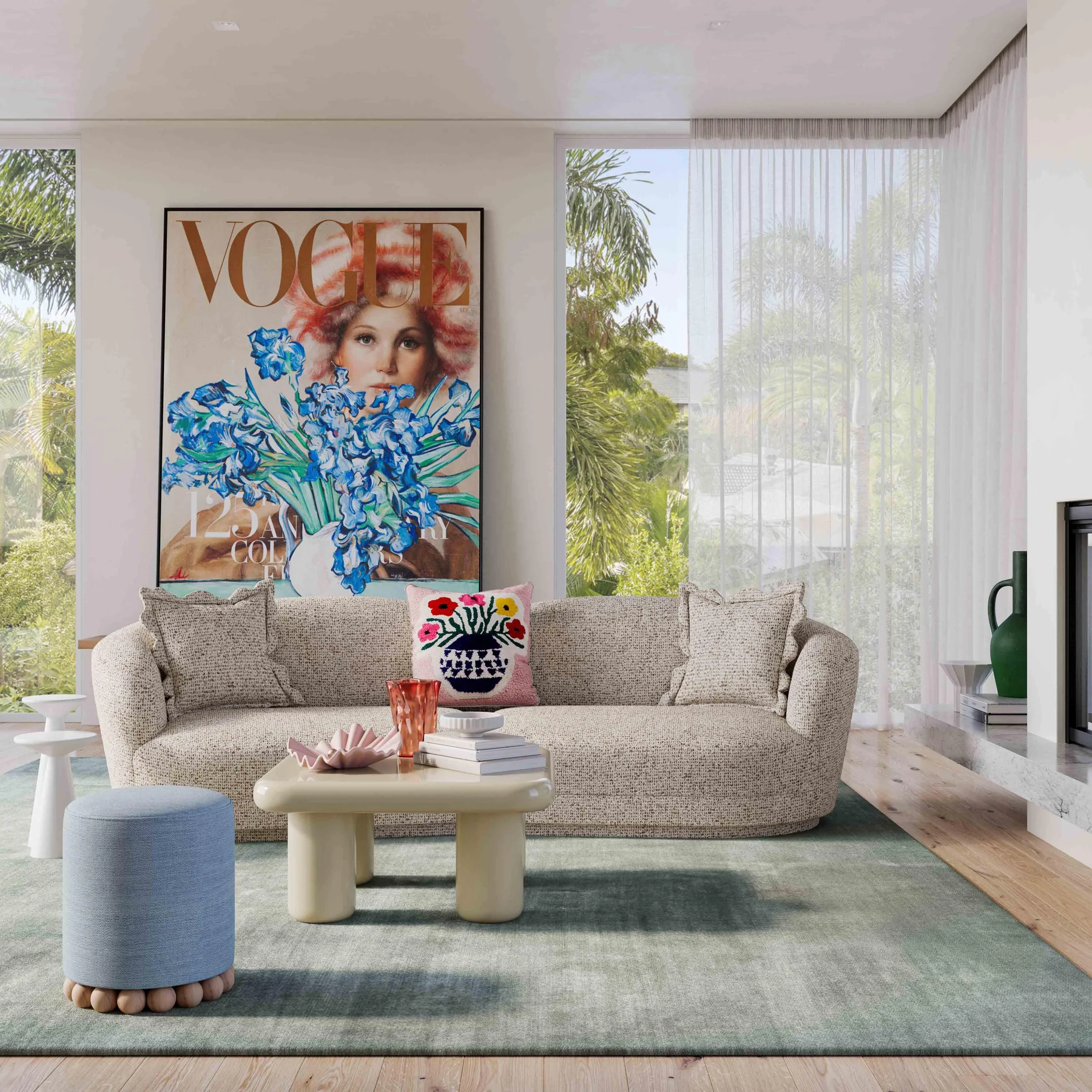 Aria Two-Tone Bouclé Sectional Sofa - product image 1