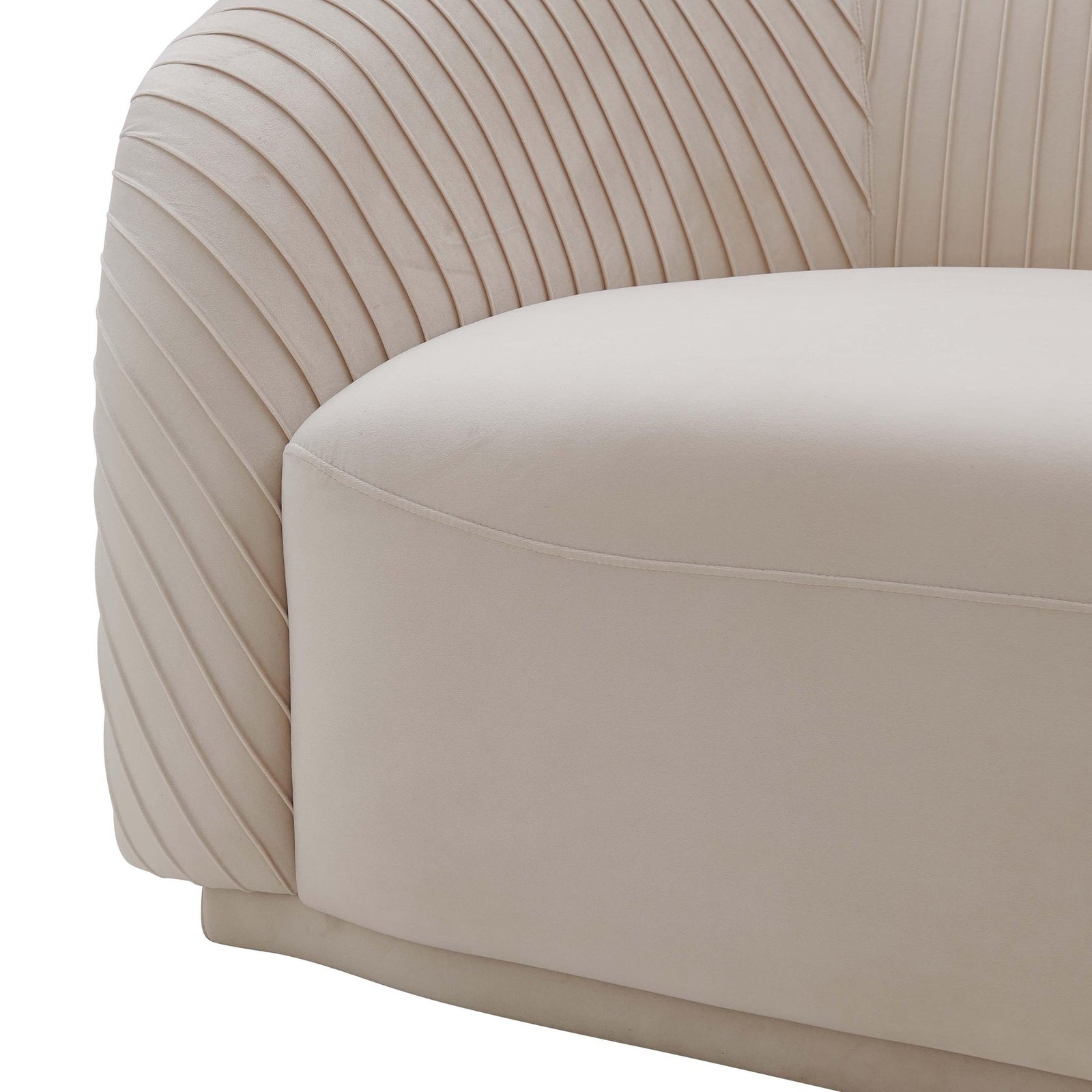 Yara Pleated Beige Velvet Sofa thumbnail 4