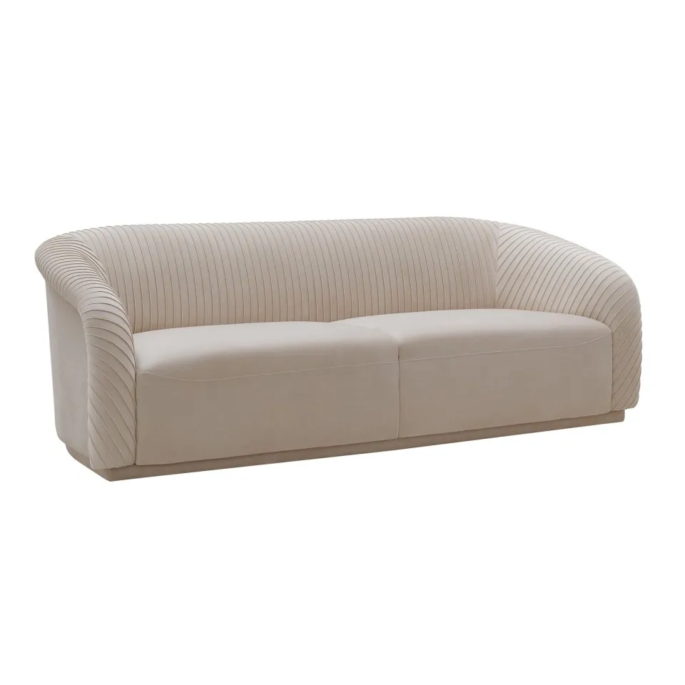 Yara Pleated Beige Velvet Sofa - product image 2