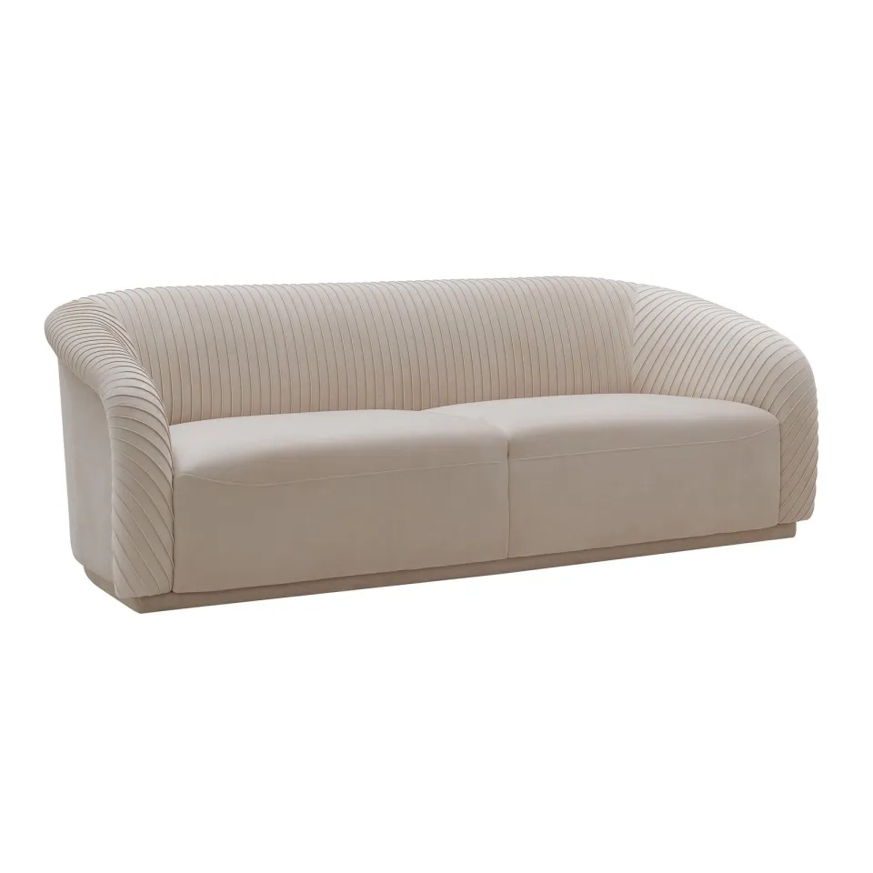 Yara Pleated Beige Velvet Sofa - product image 3